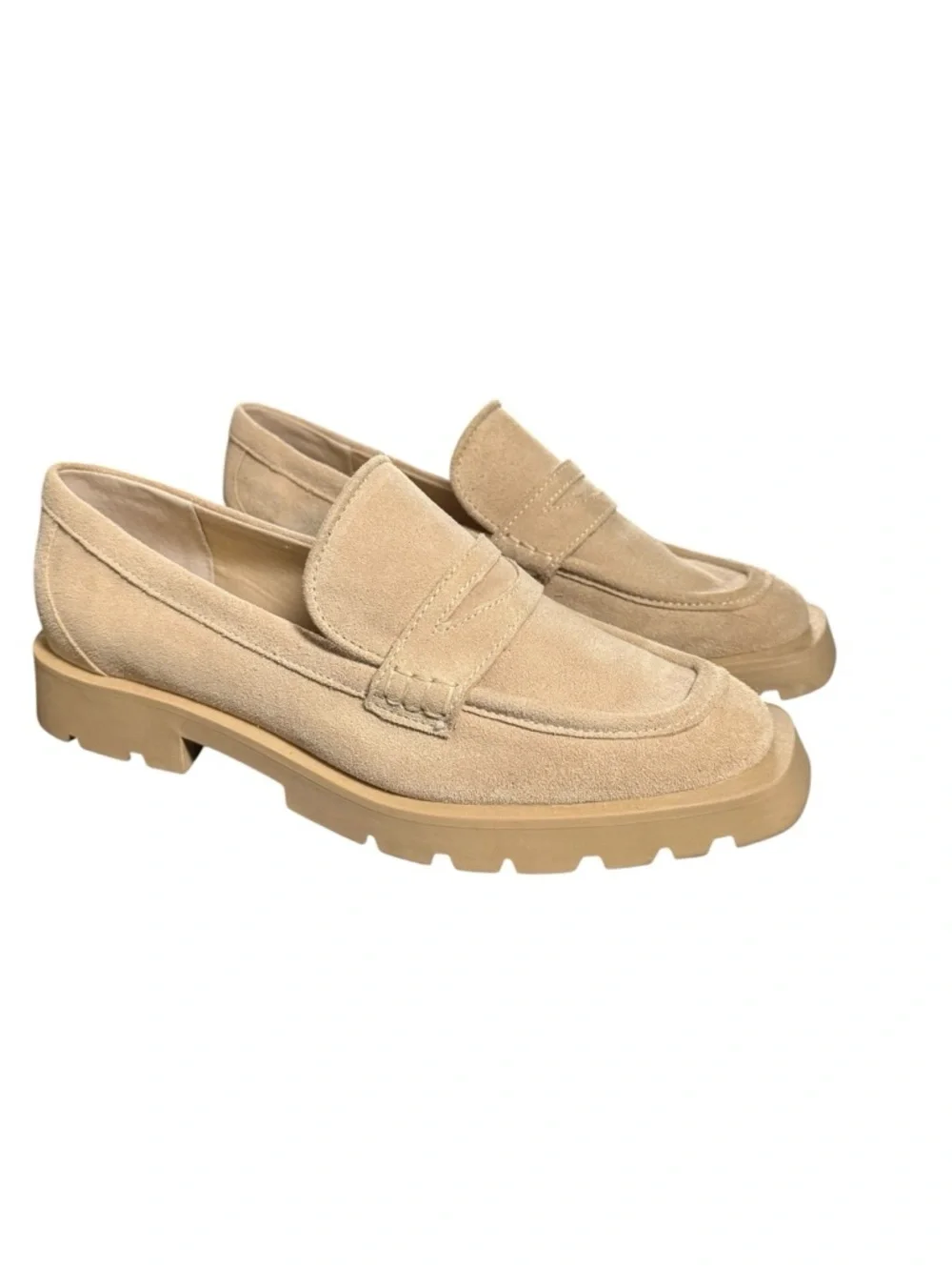 Dolce Vita Chunky Suede Loafers Platform Lug Sole Beige Size 11